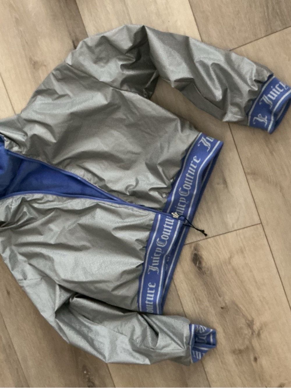 Juicy Couture Royal Reversible Blue Velour Zip Hoodie - Picture 4 of 5
